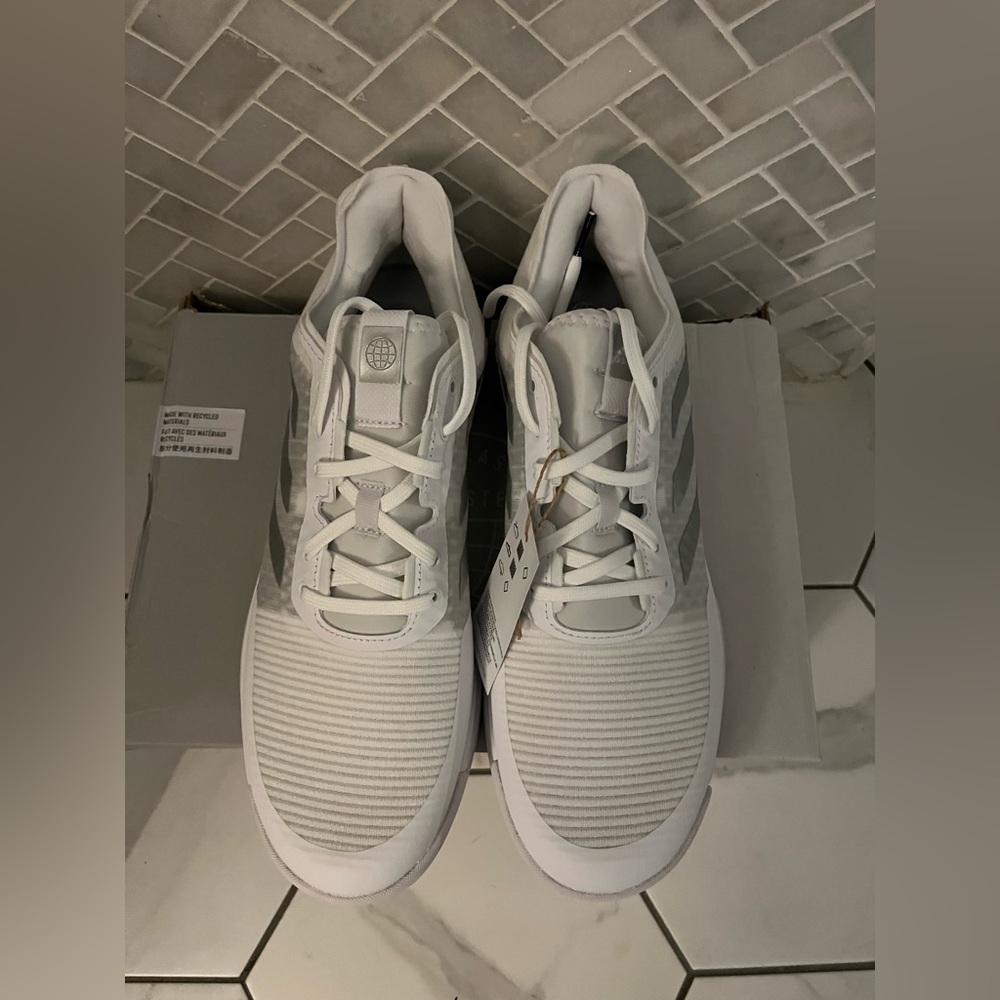 Adidas Crazyflight White and Gray Athletic Shoes - Picture 2 of 7